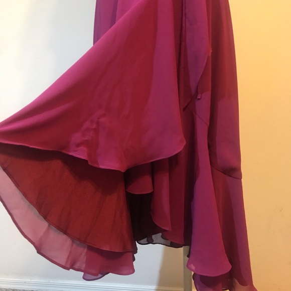 Yumi Kim Burgundy Romance Me Hi-Lo Wrap Dress - Picture 7 of 9